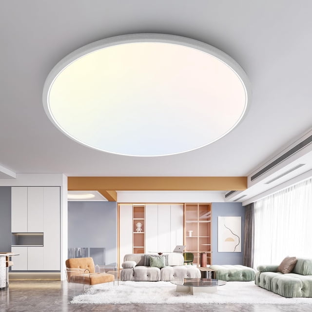 REJODA-16.5 Inch Dimmable LED Flush Mount Ceiling Light, 3000K-4500K-6000K 3 Color Selectable Ceiling Lamp, 36W 3240LM Luminaire Plafonnier LED Light Fixtures for Kitchen Bedroom Living Room Hallway