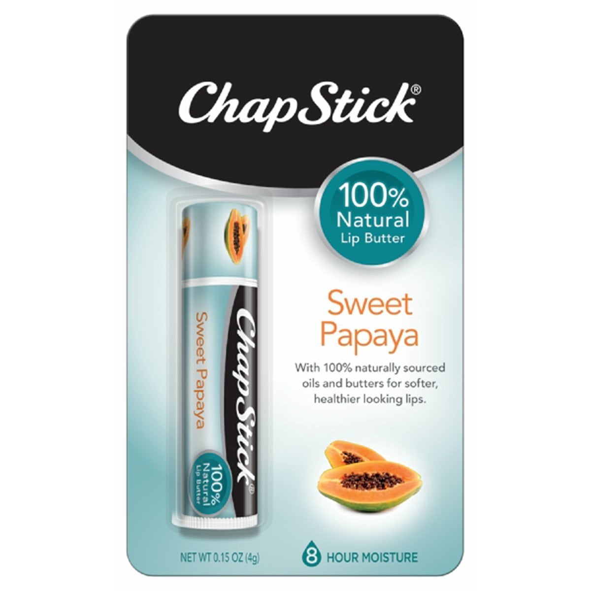 Pack of (12) ChapStick 100 Percent Natural Lip Butter Tube, Sweet Papaya Flavor, 0.15 Oz