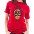 thumbnail image 3 of Plus Size Madi Gras Festive Skull Graphic Design Unisex Lane Seven Ring Spun Combed Cotton Short Sleeve Deluxe Jersey T-Shirt - Red 3XL, 3 of 4