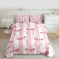 thumbnail image 2 of Feelyou Chic Cartoon Bowknot Full Size Comforter Sets for Kid, Fashion Watercolor Bow Bedding Comforter Set, Pink Stripes Lines Reversible Bedding Sets, Ultra Soft Bedroom Decor, 3pcs, 2 of 8