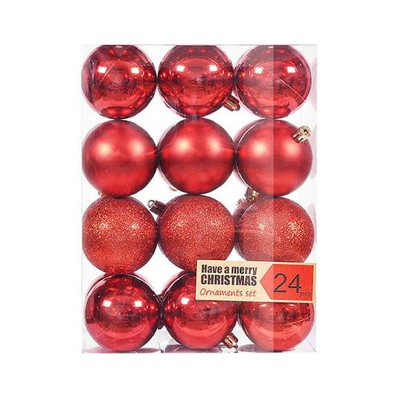 Holloyiver 24Pcs Christmas Balls Ornaments for Xmas Christmas Tree, 3 Style Shatterproof Christmas Tree Decorations Hanging Ball for Holiday Wedding Party Decoration, 1.18"/3CM