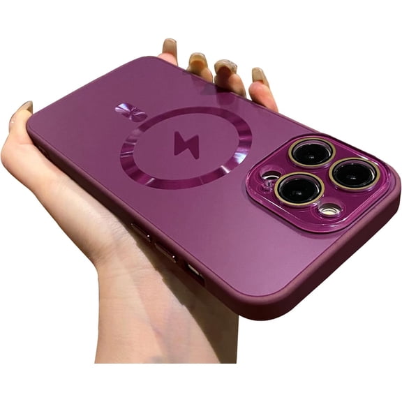Magnetic Designed for iPhone 13 Pro Max Case, [Compatible with Magsafe] Luxury Matte Metallic Gloss Design Slim Shockproof Protective Women Girls Phone Case for iPhone 13 Pro Max, Plum