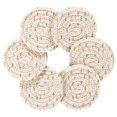 thumbnail image 7 of 6 Pcs Drink Coasters with Holder 3.94in Woven Coasters for Drinks Minimalist Christmas Lights Pattern Coaster Set for Protection Table, 7 of 7