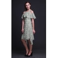 thumbnail image 3 of Bimba Robe Droite Évasée à Épaules Dénudées pour Femmes, Rose à Imprimé Damassé avec Volants à l'Avant - XXX-Large, 3 of 6