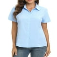 thumbnail image 2 of CHUANK Button Down Shirts for Women  Fitted Long Sleeve Work Office Blouse, 2 of 9