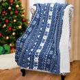 thumbnail image 5 of Catalonia Sherpa Fleece Blanket, Super Soft Warm Fuzzy Snowflake Throw Blanket for Family, Reversible, Blue, 60" x 50", 5 of 7