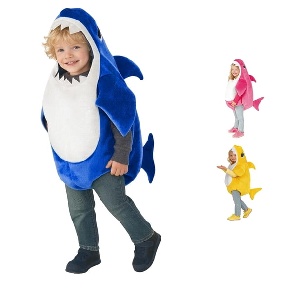 CUZIBR Baby Halloween Costumes For Boys Girls Fuzzy Shark Onesie Animal One‑Piece Hooded Jumpsuit Onesies Cute Dress-up Party Clothes,Blue,4-5 Years