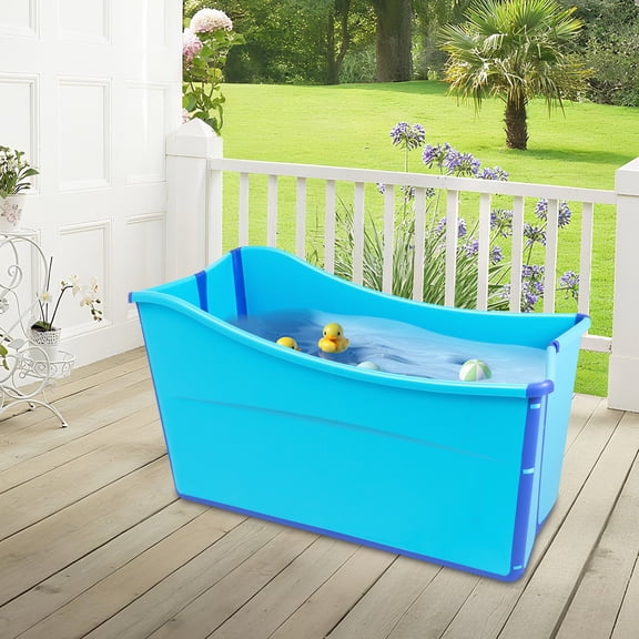 Rectangular Folding Bathtub Portable Spa Sauna Bath Rectangle Bucket Water Tub Top 198.4lbs Capacity 34.3*18.1*22.2in for RVs, Showers, Hotels, Backyards