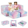 thumbnail image 1 of Gymax 3-in-1 Baby Fold out Sofa w/ Removable & Machine Washable Flannel Cover Rainbow Unicorn, 1 of 10