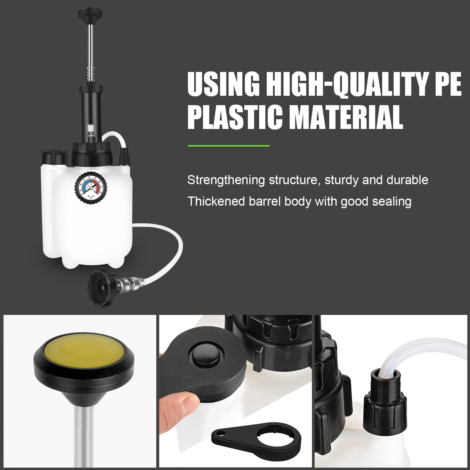 3L Brake Fluid Bleeder Kit w/ 1L Catch Bottle, Pressure Brake Bleeding Tool, Manual Power Bleeder Pump for Flush Brakes and Clutch System, Upgraded Adapters (43.5/45/49.5/50.7mm) for Master Cylinders