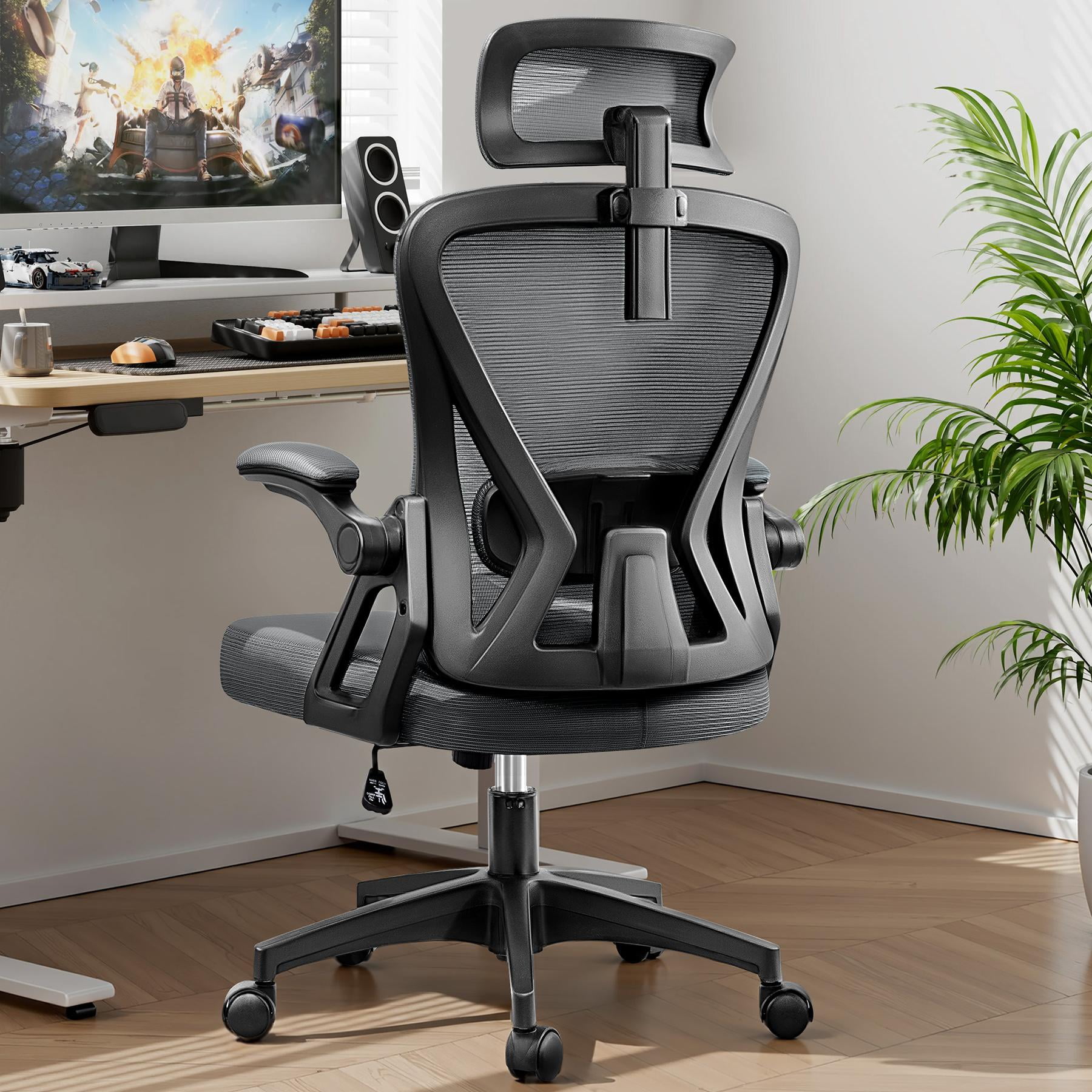 COOLHUT Ergonomic Office Chair, High Back Mesh Office Desk Chair with Headrest 500LBS, Executive Office Chair with Adjustable Aremrest, Home Office Swivel Desk Chair for Home Office, Dark Gray