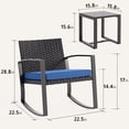 thumbnail image 2 of Patio Furniture Set, 3-Piece All-Weather Rocking Wicker Chair Set with Glass Table for Backyard, Blue, 2 of 7