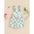 thumbnail image 2 of Bagilaanoe Little Girl Summer Jumpsuit Shorts Toddler Sleeveless Checkerboard Floral Romper Overalls 6M 12M 18M 24M 2T 3T 4T 5T 6T Kids Short Pants Summer Clothes, 2 of 7