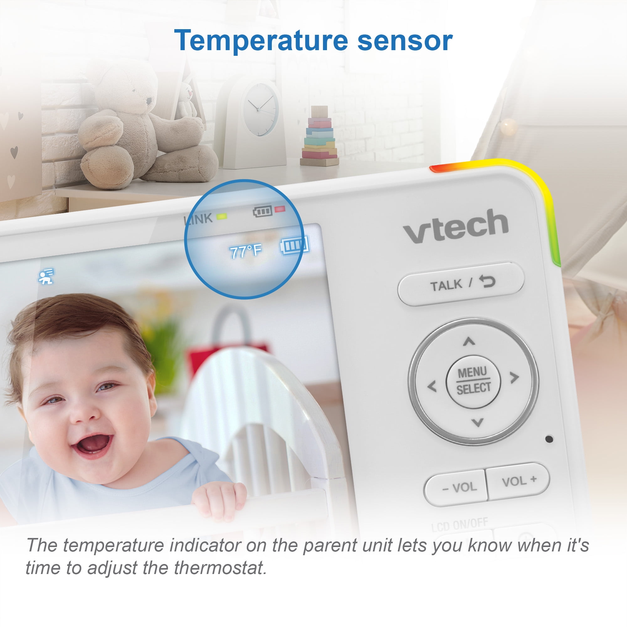 VTech RM5856-2HD Baby Monitor – 1080p Wifi, 5″ Screen + 2 Cameras, Night-Light, Remote Access