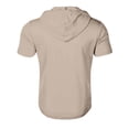 thumbnail image 5 of CCRFTGI Mens Hoodies Short Sleeve Casual Solid Hooded T-Shirts Quater Zipper Drawstring Summer Mens Shirts Trendy Gym Workout Sweatshirts Khaki L, 5 of 8