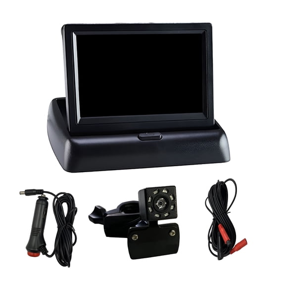 GJX Baby Car Monitor - High Resolution 360 Degree Rotation Night Vision 4.3 Inch Foldable Baby Car Monitoring Camera for Auto