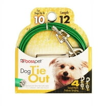 Small Dog Tie Out Vinyl Coated Twin Swivel Outdoor Cable Restraint Holds 10lbs (12ft)
