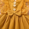 thumbnail image 4 of Été Bébé Fille Coton Lin Robe Sans Manches Dentelle-Bords Casual Robe de Soleil Robe d'Arc, 4 of 7