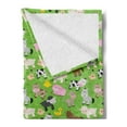 thumbnail image 2 of Pig Soft Flannel Fleece Throw Blanket, Creatures Barnyard Themed Pattern with Sheep Cows Chicken Ducks, Cozy Plush for Indoor and Outdoor Use, 50" x 70", Lime Green Multicolor, by Ambesonne, 2 of 5