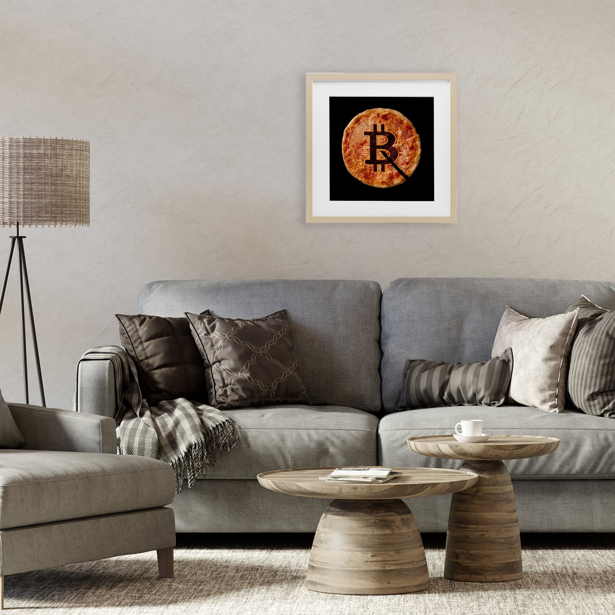 Stupell Industries Crypto Pizza Slice Birch Framed Print Under Glass, design by Svetlana Aleynikova