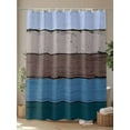 thumbnail image 4 of Fsddascl Blue Brown Grey Shower Curtain Set - Long 72" x 84" Washable Bathtub Curtain with 12 Hooks, Vintage Stripe Farmhouse Wood Grain Waterproof Fabric Stall Shower Curtains for Bathroom/Bathtub, 4 of 6