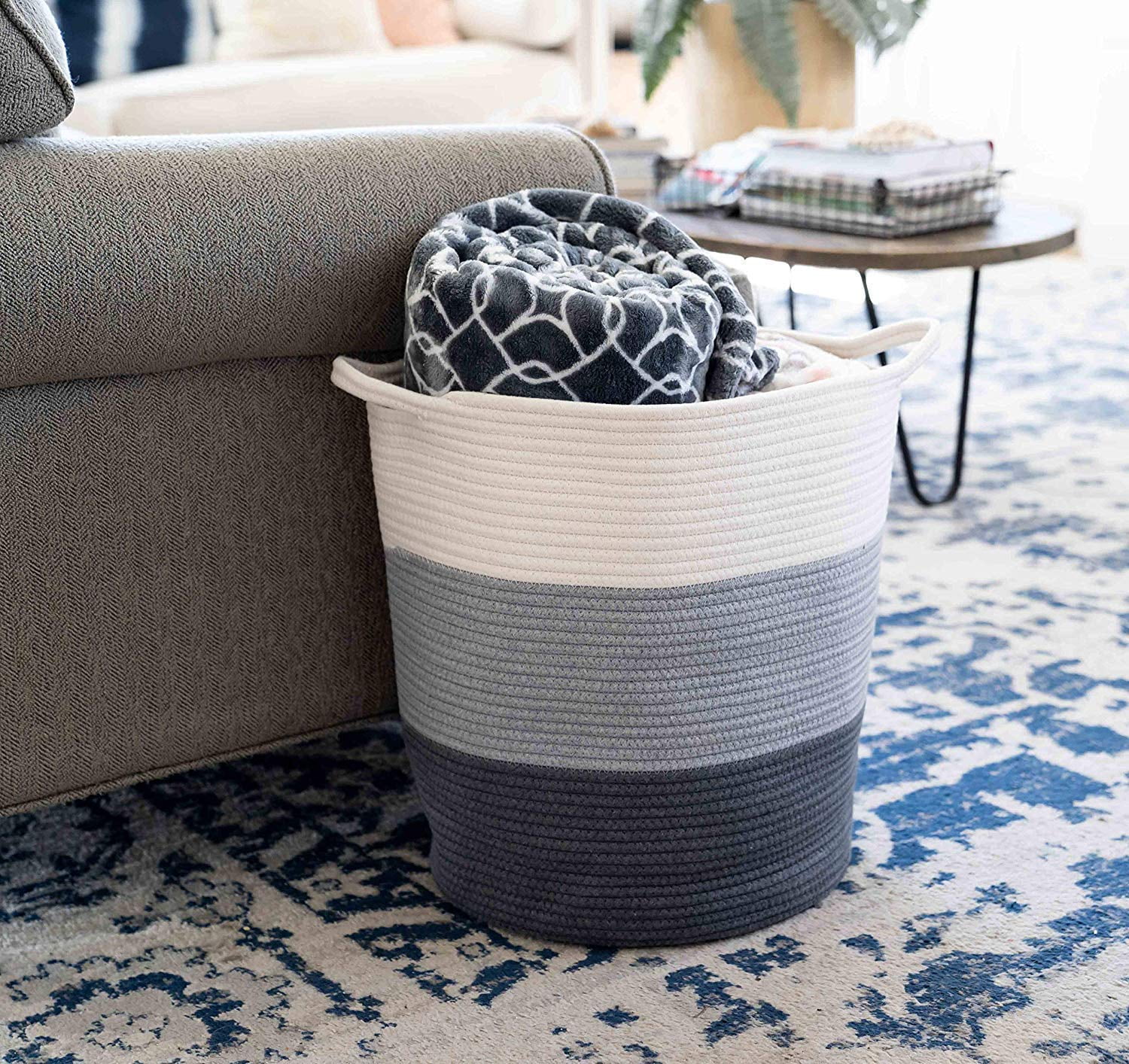 Buy SEENDA Extra Large Decorative Woven Cotton Rope Basket, Laundry