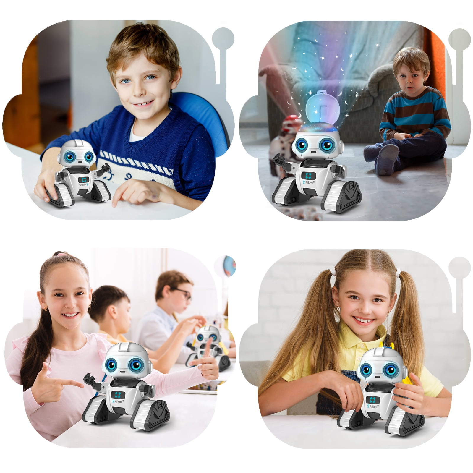 Aikmi Robot Toys for Kids 5-9, Rechargeable Remote Control Robot with Projector Night Light Gesture Sensor Music, Toys for 6 Year Old Boys Girls Birthday Present Gifts Boys Toys