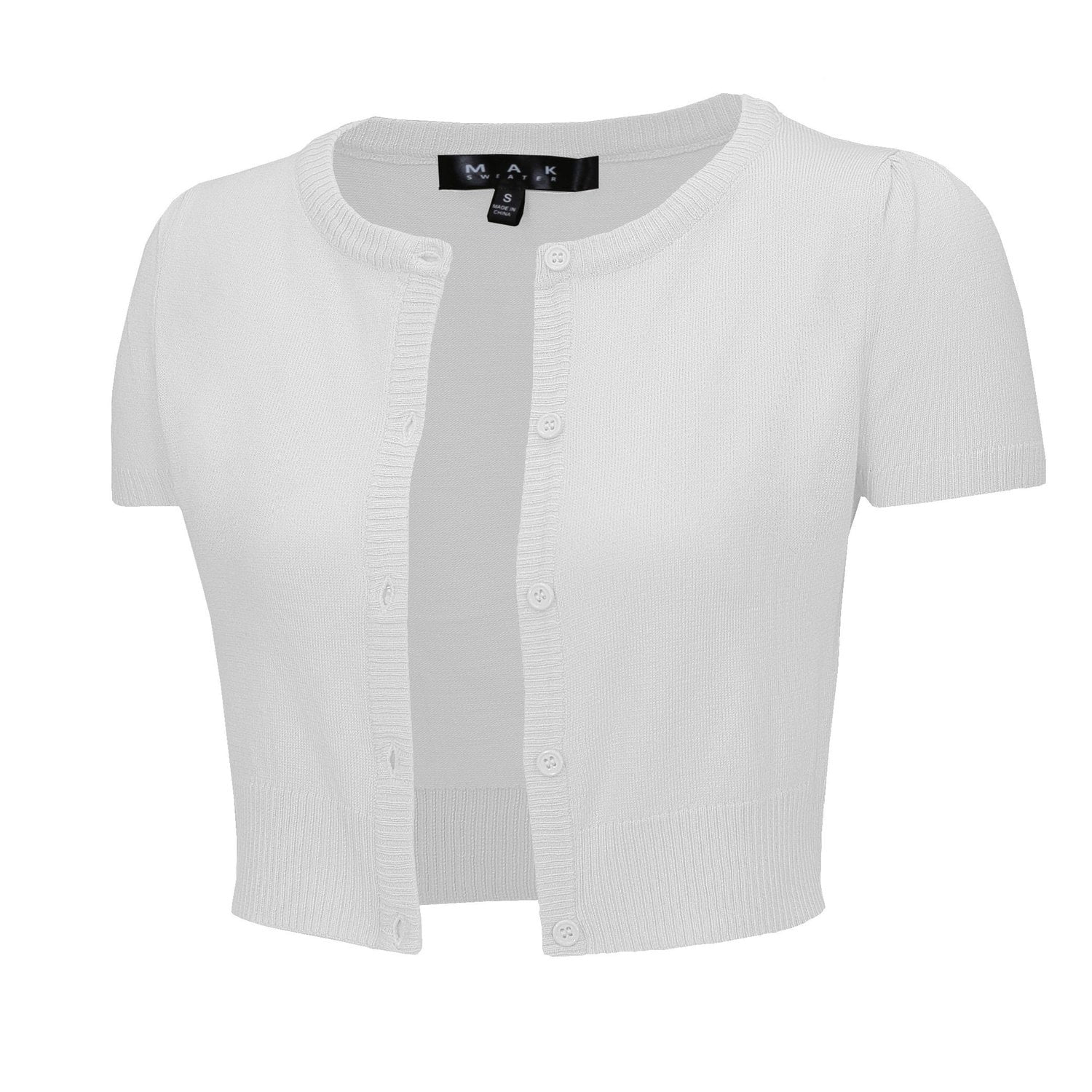 white short sleeve cardigan sweater