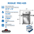 thumbnail image 2 of Napoleon RoguePRO 425 Propane Gas BBQ Grill with Infrared Side Burner, Stainless Steel, 2 of 8