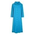 thumbnail image 4 of Jinhomg Women's Shirt Dresses Loose Fit Comfy Cotton Linen Maxi Dress 2025 Trendy Button Down High Low Hem Beach Dress Summer Vacation Outfits Todays Deals Sky Blue XXL, 4 of 7