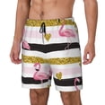 thumbnail image 2 of Haiem Gold Glittering Hearts and Flamingos Mens Swim Trunks with Compression Liner 2 in 1 Swimming Shorts Stretch Swimwear Quick Dry,Board Shorts-X-Large, 2 of 9