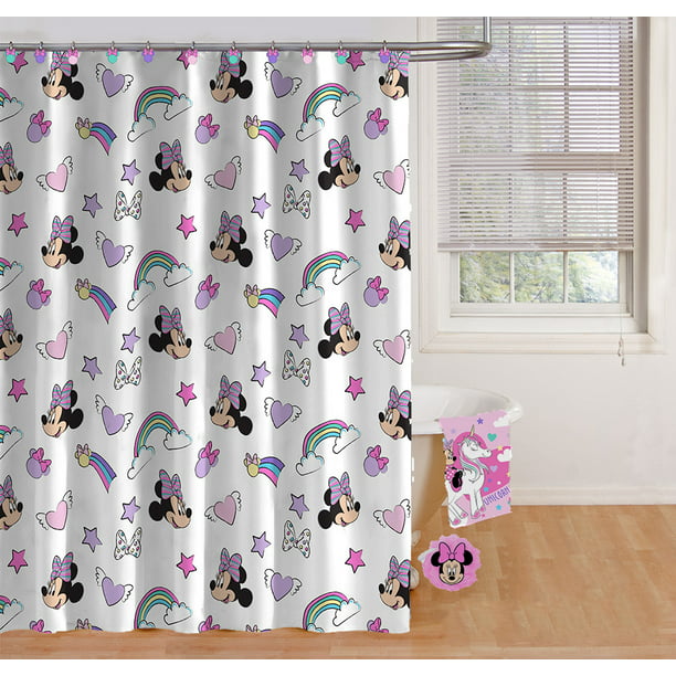 Minnie Mouse 15 Piece Kids Bath Set, Pink Minnie Mouse Shower Curtains