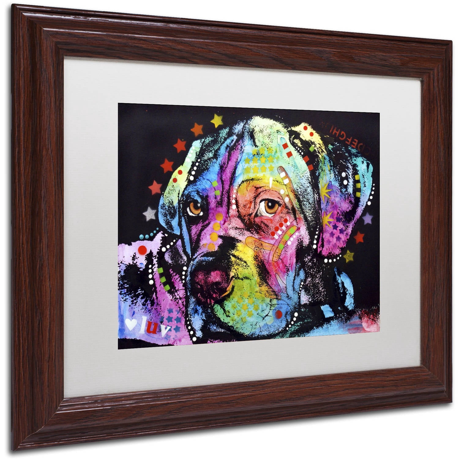 Trademark Fine Art "Young Mastiff" Canvas Art by Dean Russo, White Matte, Wood Frame