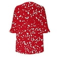 thumbnail image 5 of DeHolifer Women's Tunic Tops V-Neck Floral Printed Half Sleeve Casual Loose Ruffle Blouse T-Shirts Red M, 5 of 6