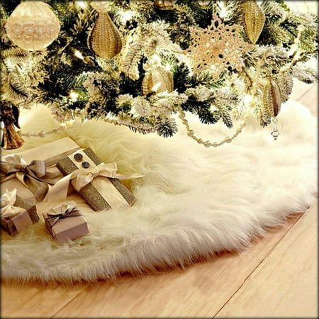 Binmer Christmas Plush Long Haired Christmas Tree Skirt Christmas Tree Skirt