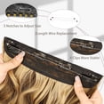 thumbnail image 4 of MORICA Invisible Wire Hair Extensions 20 Inch Brown Mixed Blonde Long Wavy Synthetic Hairpiece with Transparent Wire Adjustable Size, 4 Secure Clips for Women, 4 of 9