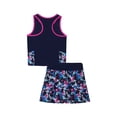 thumbnail image 4 of Xnihocha Kids Girls 2 Pieces Tennis Golf Dress Set with Shorts Racerback Tank Tops and Tennis Skirt Color Block 12, 4 of 7