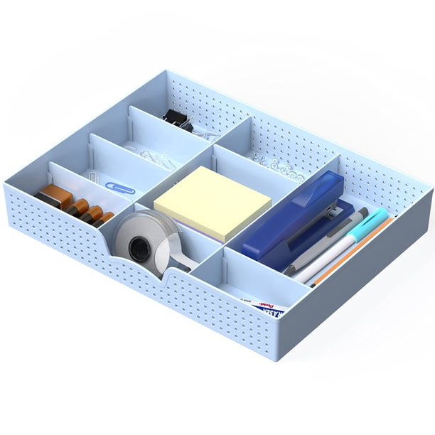 Bandeja organizadora de cajones Simple Houseware con 9 compartimentos ajustables, color azul