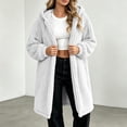 thumbnail image 6 of Women's Thick Sherpa Fleece Hooded Long Coat Oversized Cozy Warm Cardigan Jacket with Pocket Casual Fashion Winter Outer Clothing White, 6 of 8