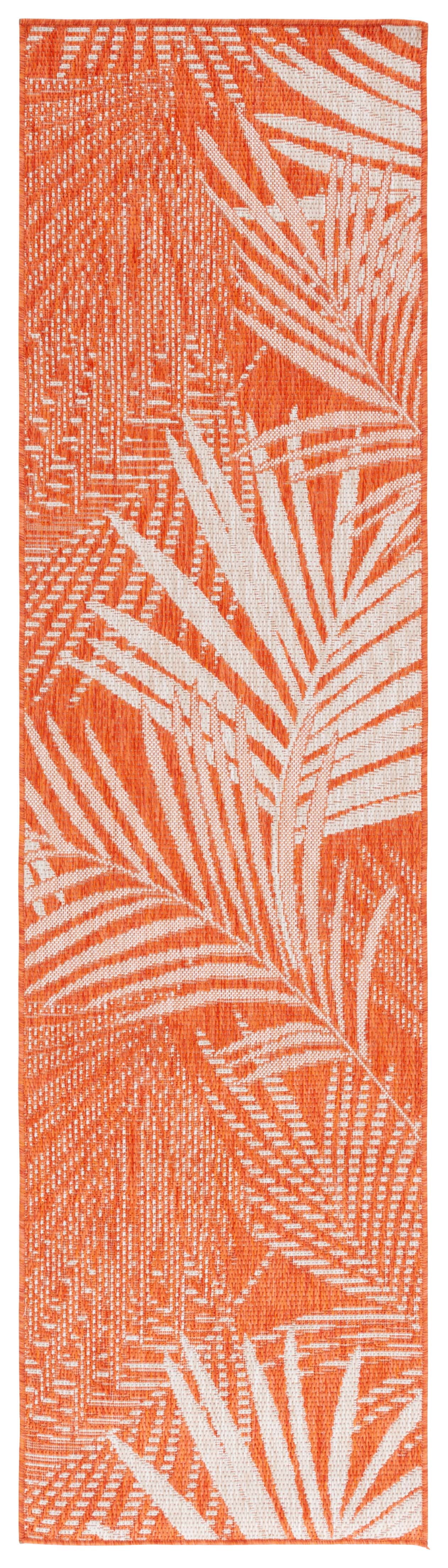SAFAVIEH Beach House Declan Botanical Indoor/Outdoor Runner Rug, Orange/Ivory, 2'2" x 8'