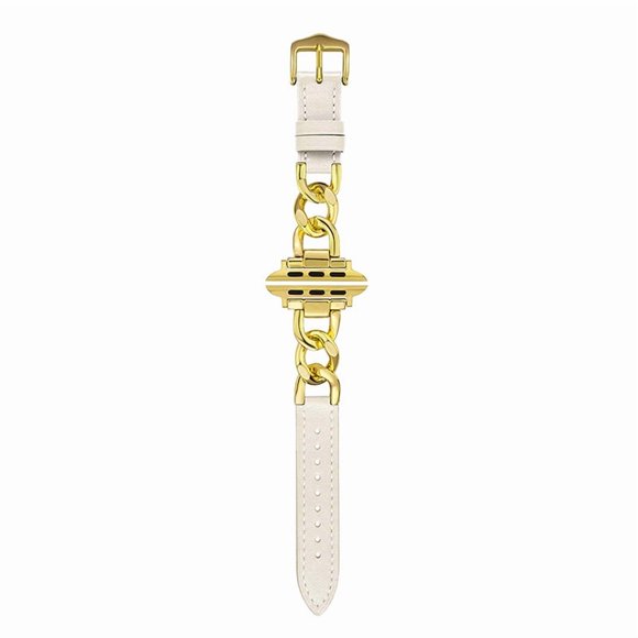 XIHAMA Leather Watch Band Compatible with Apple Watch Band 41mm 40mm 38mm 49mm 45mm 44mm 42mm for Women, Fancy Leather Watch Band + Stainless Steel Denim Chain Bracelet for iWatch 9/8/7/6/5/4/3/2/1