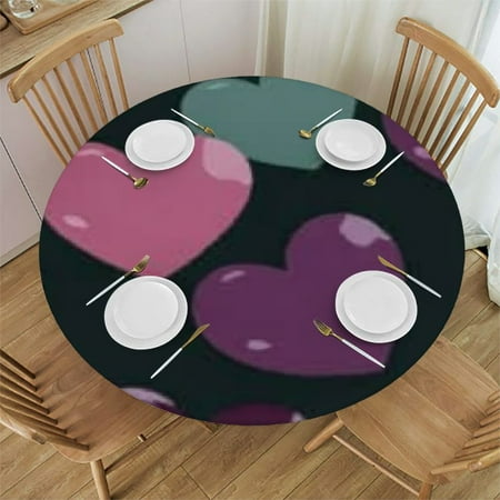 

Orinice Hearts Pink Black Round Tablecloth Stain-Resistant Waterproof Fabric Ideal for Indoor Outdoor Restaurants Weddings Parties 38 -42