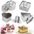 thumbnail image 1 of Anillos de acero inoxidable para tartas, molde para hornear mousse y repostería de 3 x 3 pulgadas, juego de 4 (4 anillos, 4 empujadores) Anillos para cocinar, 1 of 7