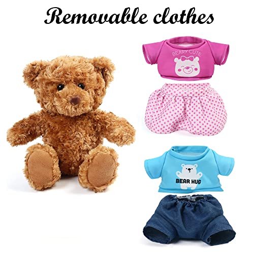 BenBen 10 in Peluche Oso de Peluche Marrón con Ropa Extraíble, Paquete de 2 Oso Bebé de Pe BenBen BenBen