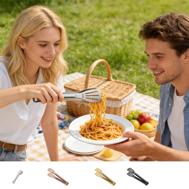 Jiaeri Stainless Steel Food Clips for Thickened Barbecue,Bread,Steak Tongs,Kitchen Baking Tools,Heat Resistant Cooking Clips,Non Slip Grip