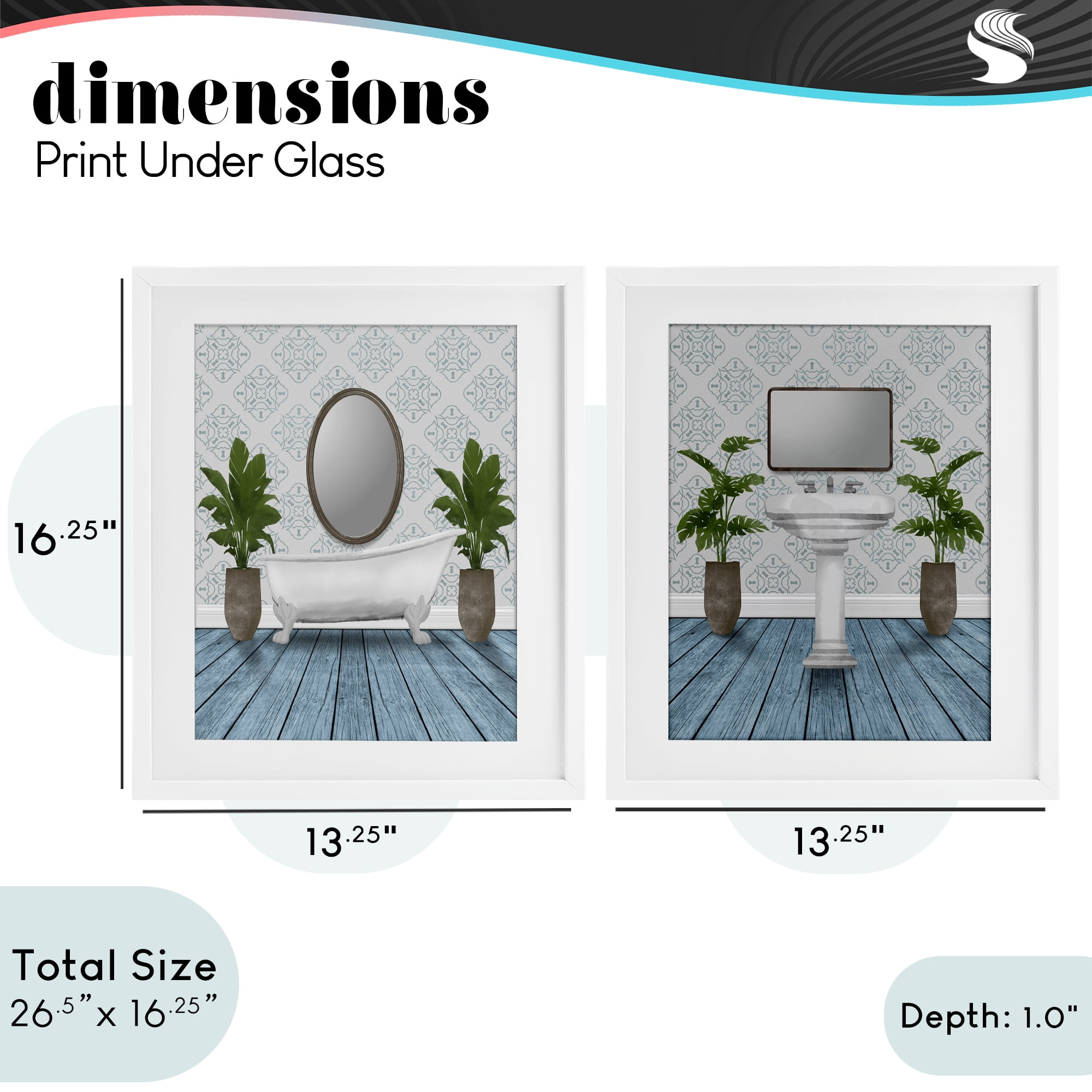 Stupell Industries Bathroom's Restful Wash 2 Piece White Framed Print Under Glass Set, design by Marcus Prime
