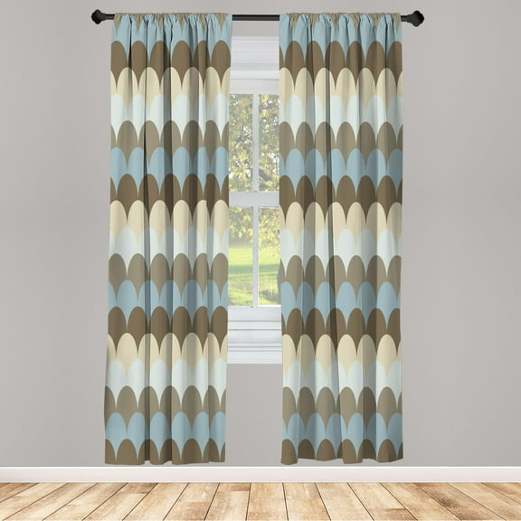 Ambesonne Geometric Curtains, Half Circle Waves, Pair of 28"x63", Multicolor