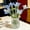 Light Blue, variant on Mini Glass Flowers in Vase, Handmade Stained Glass Flower Bouquet with Stems, Miniature Crystal Floral Collectible Figurine Table Centerpieces Home Decor, Women Wife Mom Gift