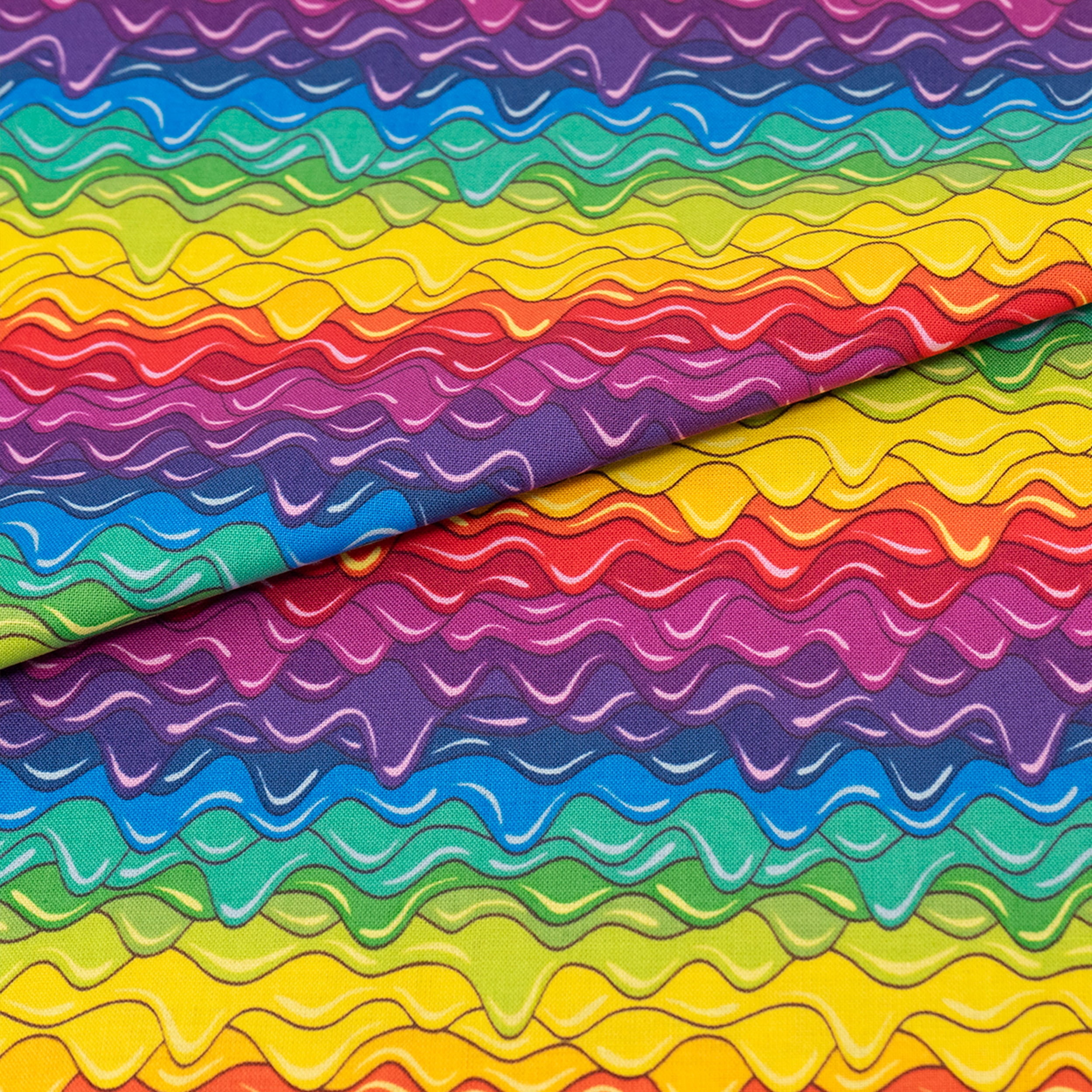 Singer Fabric, 100% Cotton, Sewing & Crafting, 44" Wide, Rainbow Colorful Wave, Cut by Yard