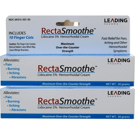 RectaSmoothe Lidocaïne 5% Crème pour Hémorroïdes et autres troubles Anorectal hémorroïdaire Anesthetic Crème 1 oz Par Tube PACK 2
